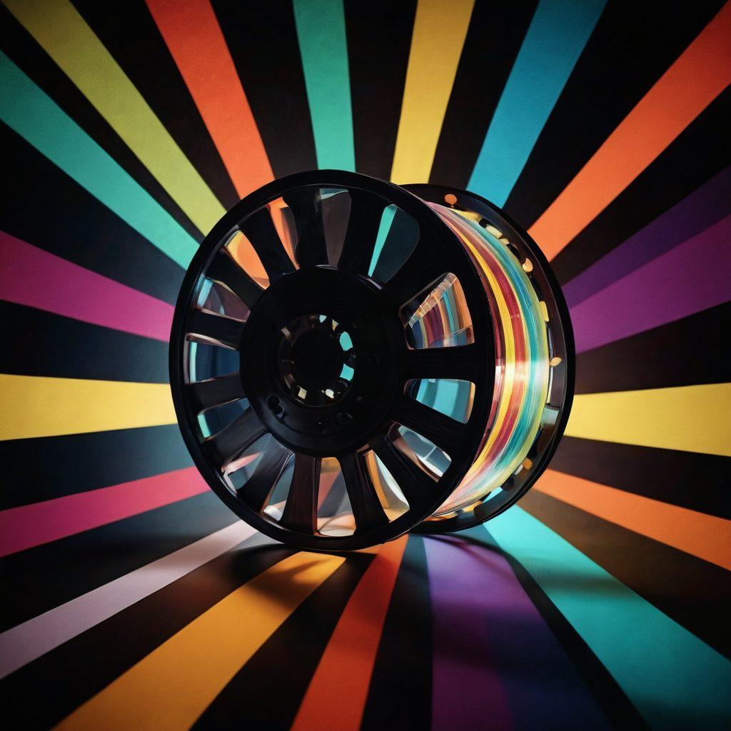 A cinematic scene blending old and new, depicting a faded film reel transforming into a vibrant, colorful film strip with iconic moments from classic cinema emerging. Surrounding the film reel, ghostly shadows of vanished films fade into a luminous backdrop filled with artistic representations of film characters. The scene embodies a journey from absence to brilliant storytelling. bright colors. super-realistic. vintage film style.